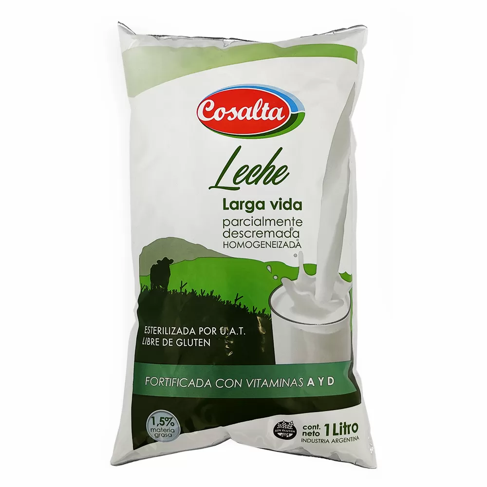 Leche Sachet Parcialmente Descremada UAT Cosalta 1 Litro