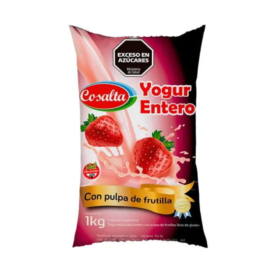 Ver más sobre Yogures Yogur Sachet Entero Cosalta con Pulpa 1Kg frutilla, Argentina