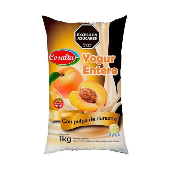 Ver más sobre Yogures Yogur Sachet Entero Cosalta con Pulpa 1Kg durazno, Argentina
